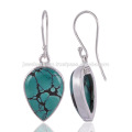 Boucles d&#39;oreilles en argent sterling tibétain Turquoise 925